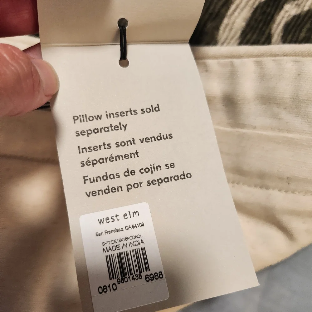West Elm Shifting Tides Accent Pillow in Olive and Cream